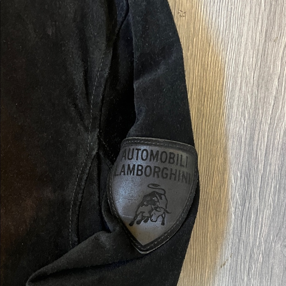 Men's Lamborghini Black Luxury Suede Bomber Jacket - M - Picture 3 of 4